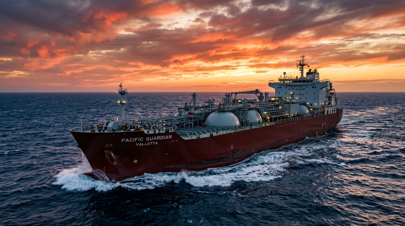 Ocean Gas and Oil Tanker Vessel Navigating International Waters